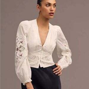 Farm Rio Long-Sleeve Lace Blouse - Size Medium - NWT
